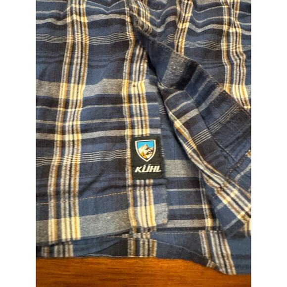 Medium Kuhl Cotton Blue Plaid Long Sleeve Button Up Shirt - Picture 4 of 10